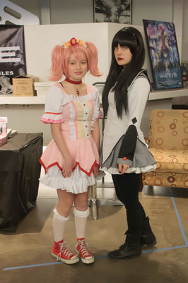 Madoka and Homura cosplayers 2
Madoka Kaname and Homura Akemi cosplayers. Told dude in other pic to move out of the way!
